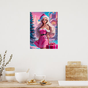 Beautiful Pink Christmas Girl 01 Poster