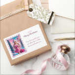Beautiful Pink Christmas Girl 01 Sticker<br><div class="desc">Lovely illustration of a Beautiful girl in pink dress and Santa Claus hat with gift box near Christmas tree. Choose this adorable girl in Santa suites surrounded by the magical Christimas athmosphere to celebrate your holidays with joy and a touch of magic. You can find all the related items in...</div>