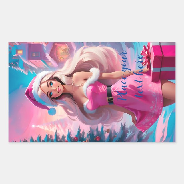 Beautiful Pink Christmas Girl 01 Sticker (Front)