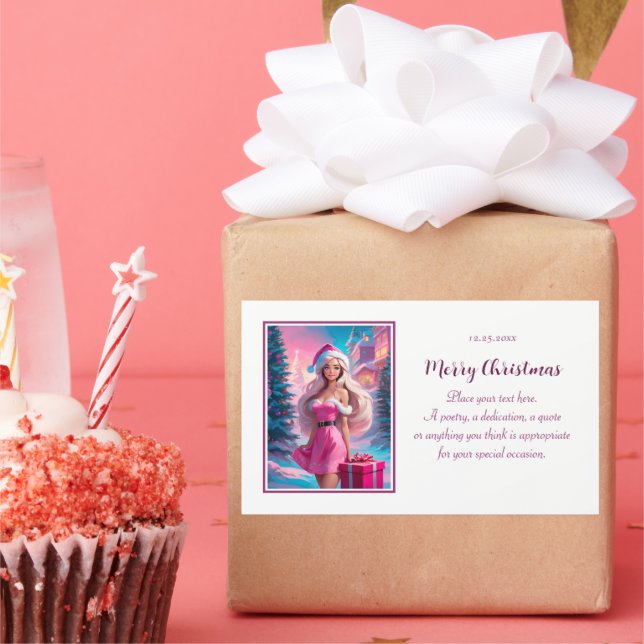 Beautiful Pink Christmas Girl 01 Sticker (Party)