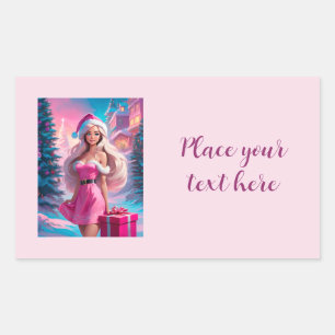 Beautiful Pink Christmas Girl 01 Sticker