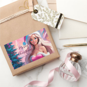 Beautiful Pink Christmas Girl 01 Sticker