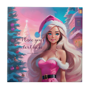 Beautiful Pink Christmas Girl 01 Tile