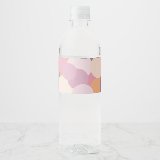 Beautiful pink circles water bottle label (Front)