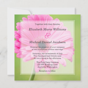 Beautiful Pink Daisy Wedding Invitations