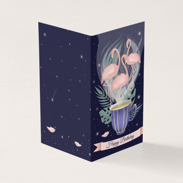 Beautiful Pink Flamingo Exotic Tea Time (Outside)