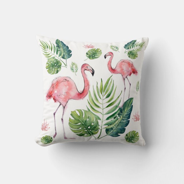 Beautiful Pink Flamingo Throw Pillow (Front)