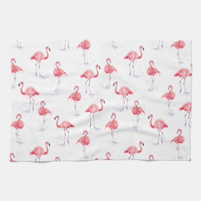 Beautiful pink flamingos pattern kitchen towel (Horizontal)