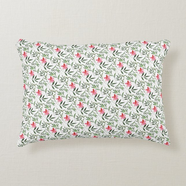 Beautiful Pink Floral Accent Pillow (Front)