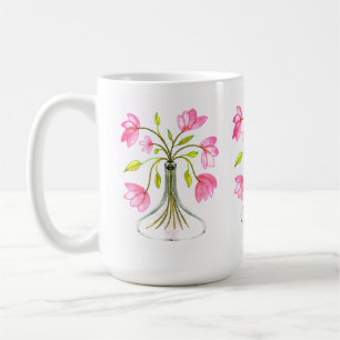 Beautiful Pink Floral Art Painted Look Coffee Mug