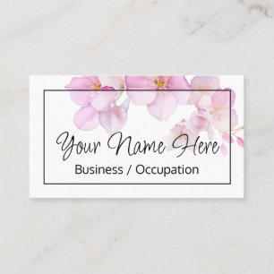 Beautiful pink floral blossoms watercolor  business card