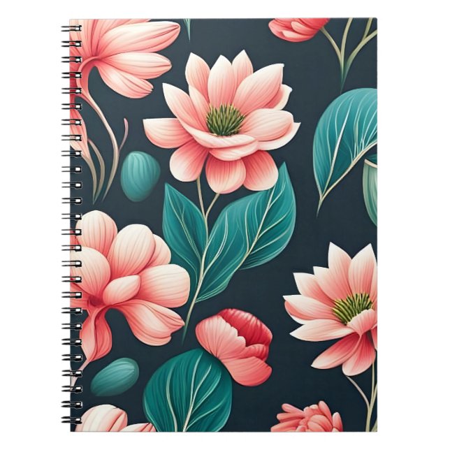Beautiful Pink Floral Pattern Notebook (Front)