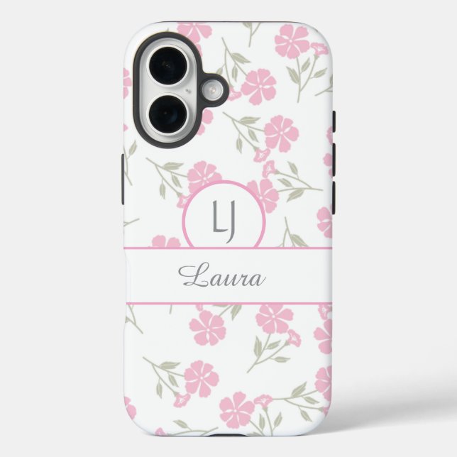 Beautiful Pink Floral Personalized  Case-Mate iPhone Case (Back)