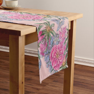 Beautiful Pink Floral  Short Table Runner