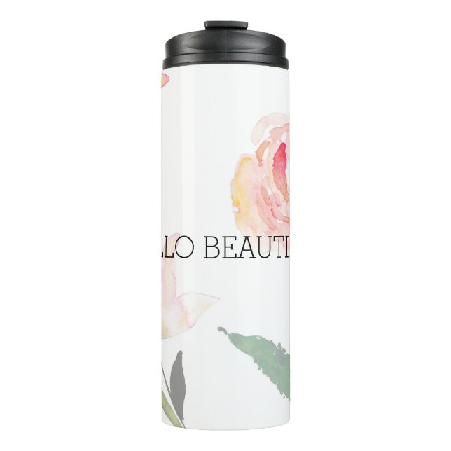 Beautiful Pink Floral Thermal Tumbler (Front)