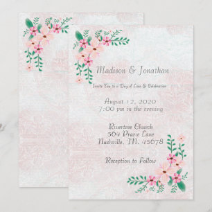 Beautiful Pink Floral Watercolor Wedding Invitation