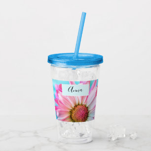  Beautiful Pink Flower Close Up Photo Acrylic Tumb Tumbler
