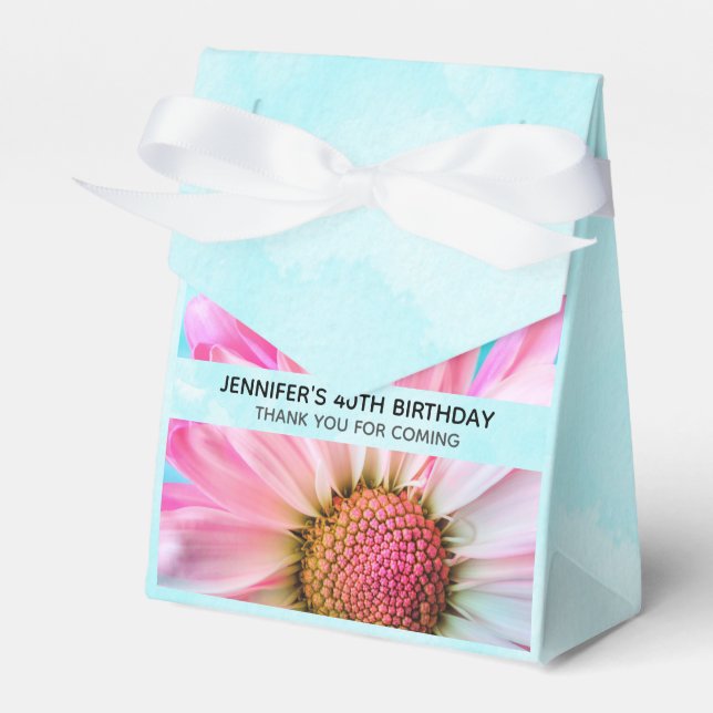  Beautiful Pink Flower Close Up Photo Birthday Favor Box (Front Side)