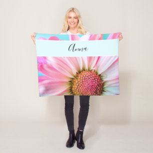 Beautiful Pink Flower Close Up Photo Fleece Blanket