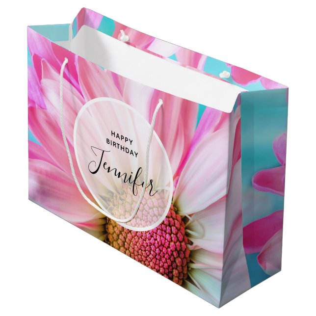 Beautiful Pink Flower Close Up Photo Large Gift Bag (Front Angled)