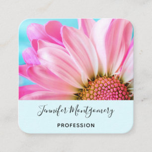 Beautiful Pink Flower Close Up Photo Square Business Card