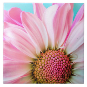 Beautiful Pink Flower Close Up Photo Tile