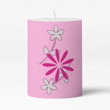 Beautiful Pink Flower Floral 4Ann Pillar Candle