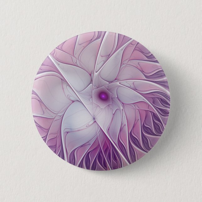 Beautiful Pink Flower Modern Abstract Fractal Art 2 Inch Round Button (Front)