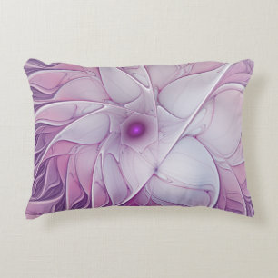 Beautiful Pink Flower Modern Abstract Fractal Art Accent Pillow