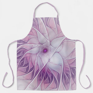 Beautiful Pink Flower Modern Abstract Fractal Art Apron
