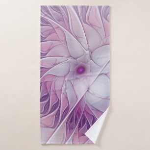 Beautiful Pink Flower Modern Abstract Fractal Art Bath Towel