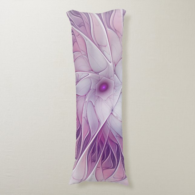 Beautiful Pink Flower Modern Abstract Fractal Art Body Pillow (Front Vertical)