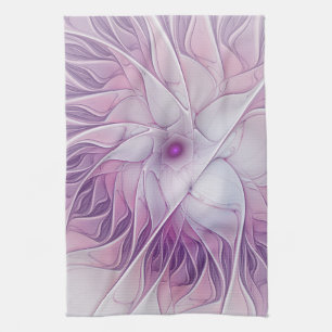 Beautiful Pink Flower Modern Abstract Fractal Art Kitchen Towel