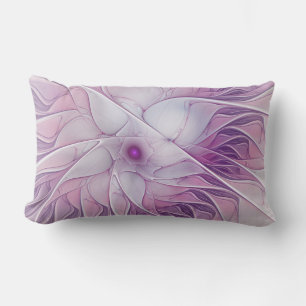 Beautiful Pink Flower Modern Abstract Fractal Art Lumbar Pillow