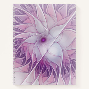 Beautiful Pink Flower Modern Abstract Fractal Art Notebook