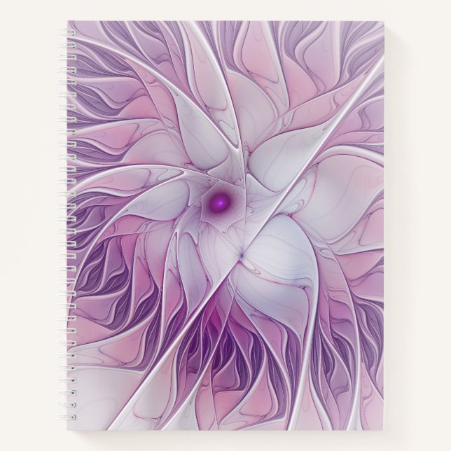 Beautiful Pink Flower Modern Abstract Fractal Art Notebook (Front)
