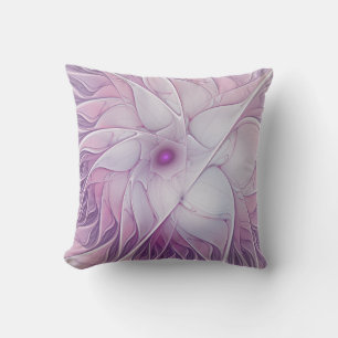 Beautiful Pink Flower Modern Abstract Fractal Art Outdoor Pillow