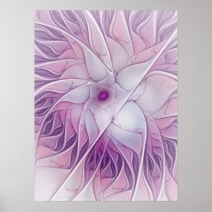 Beautiful Pink Flower Modern Abstract Fractal Art Poster