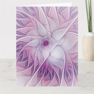 Beautiful Pink Flower Modern Abstract Fractal Art Thank You Card