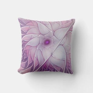 Beautiful Pink Flower Modern Abstract Fractal Art Throw Pillow