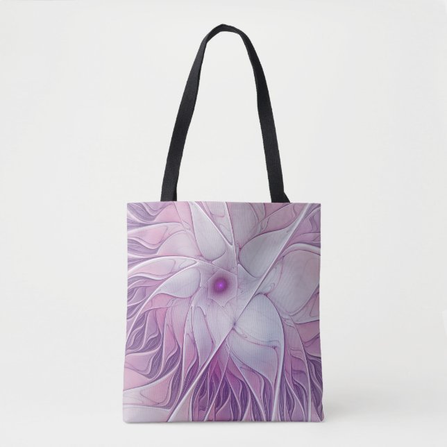 Beautiful Pink Flower Modern Abstract Fractal Art Tote Bag (Front)