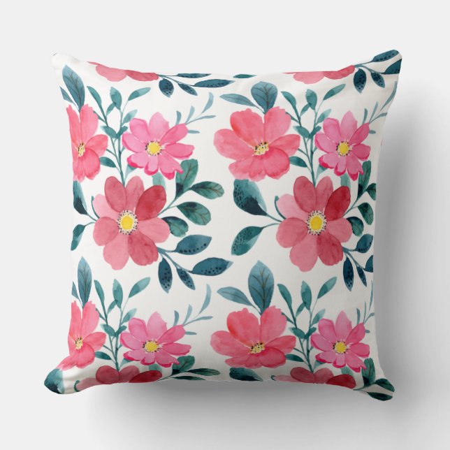 Beautiful pink flower pattern  throw pillow (Front)