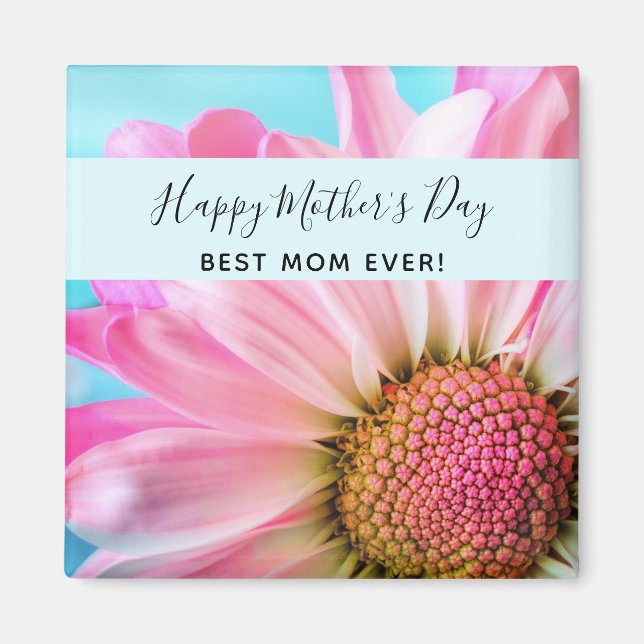 Beautiful Pink Flower Photo Mother's Day Magnet (Front)