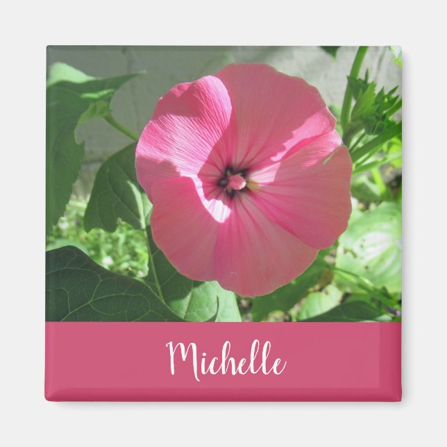 Beautiful Pink Flower Photo Name  Magnet (Front)