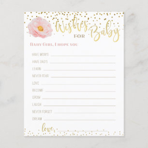 Beautiful Pink Flowers Gold Accent Wishes for Baby