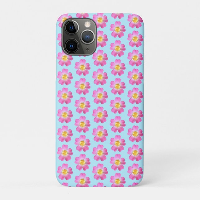 Beautiful pink flowers on light blue Case-Mate iPhone case (Back)