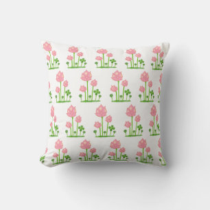 Beautiful Pink Flowers on White Throw Pillow