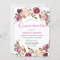 Beautiful Pink Flowers Quinceanera 15th Birthday