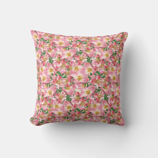 Beautiful pink flowers throw pillow (Front)