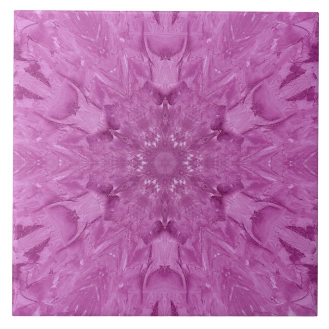 Beautiful Pink Girl Lace Kaleidoscope Pattern Tile (Front)
